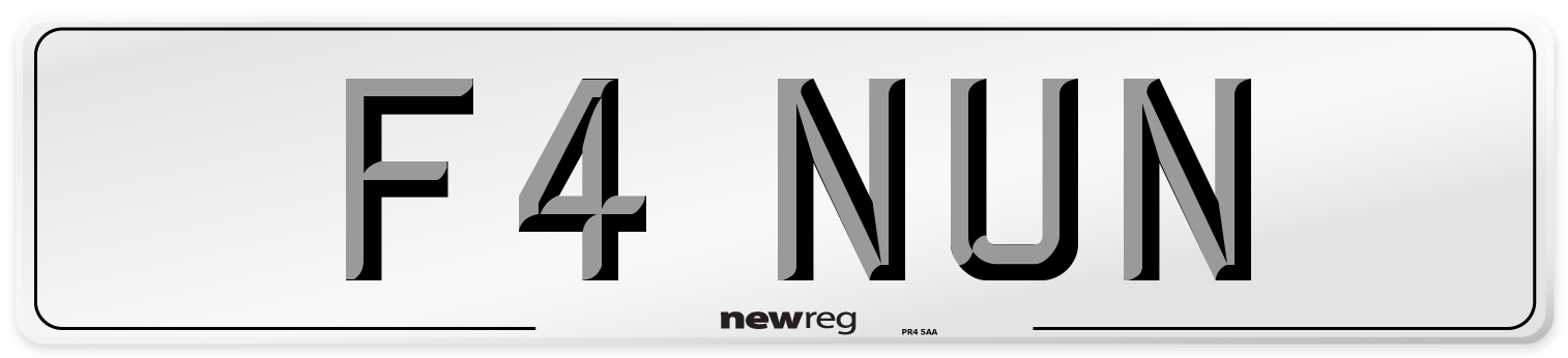 F4 NUN Number Plate from New Reg